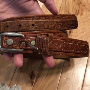 patterned leather belt
